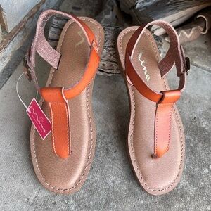 Nina Orange girls casual Sandals with T-Strap Design NWT Sz-3. E